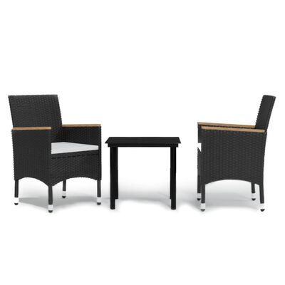 vidaXL Set mobilier de grădină cu perne, 3 piese, negru