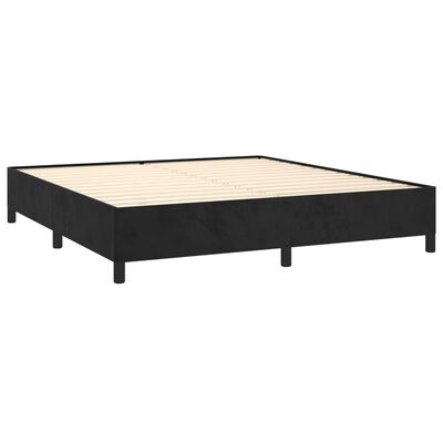 vidaXL Pat box spring cu saltea, negru, 180x200 cm, catifea