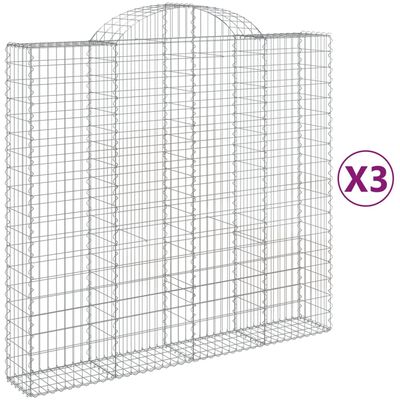 vidaXL Coșuri gabion arcuite 3 buc, 200x50x180/200 cm, fier galvanizat