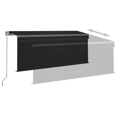 vidaXL Copertină retractabilă manual cu stor&LED, antracit, 3,5x2,5 m