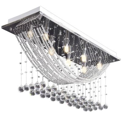 vidaXL Lustră albă cu mărgele de cristal din sticlă 8xG9 29 cm