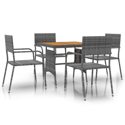 vidaXL Set de mobilier de exterior, 3 piese, gri, poliratan