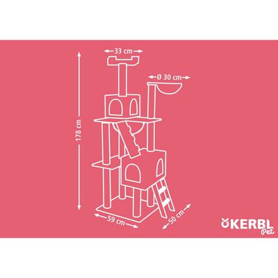 Kerbl Stâlp de zgâriat „Square”, gri deschis, 178 cm