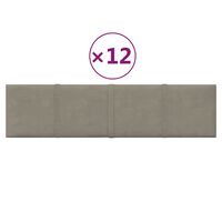 vidaXL Panouri de perete 12 buc. gri deschis 60x15 cm catifea 1,08 m²