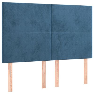 vidaXL Pat box spring cu saltea, albastru închis, 140x190 cm, catifea