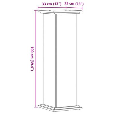 vidaXL Suport de plante, alb, 33x33x100 cm, lemn prelucrat