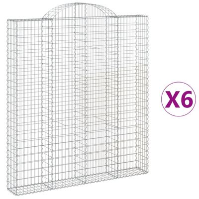 vidaXL Coșuri gabion arcuite, 6 buc 200x30x220/240cm, fier galvanizat