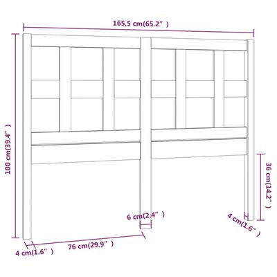 vidaXL Tăblie de pat, negru, 165,5x4x100 cm, lemn masiv de pin