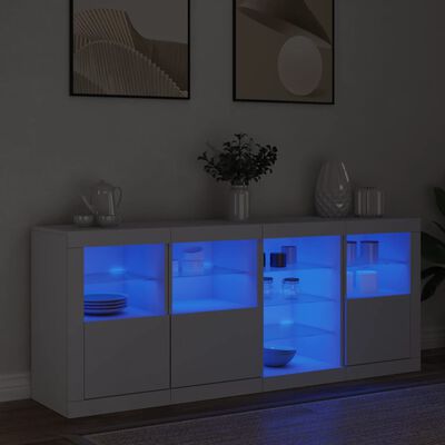 vidaXL Servantă cu lumini LED, alb, 164x37x67 cm