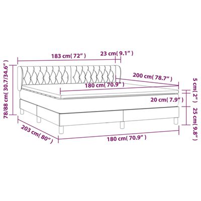 vidaXL Pat continental cu saltea maro închis 180x200cm material textil