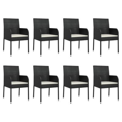 vidaXL Set mobilier de grădină cu perne, 9 piese, negru, poliratan