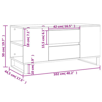 vidaXL Măsuță de cafea, stejar afumat, 102x44,5x50 cm, lemn prelucrat