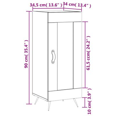 vidaXL Servantă, gri sonoma, 34,5x34x90 cm, lemn compozit