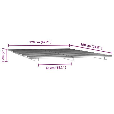 vidaXL Cadru de pat, 120x190 cm, lemn masiv pin