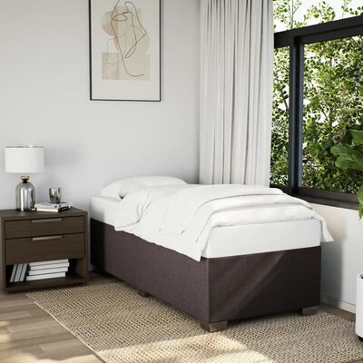 vidaXL Pat box spring cu saltea, maro închis, 100x200 cm, textil