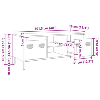 vidaXL Dulap TV, verde măsliniu, 101,5x39x43,5cm, oțel laminat la rece