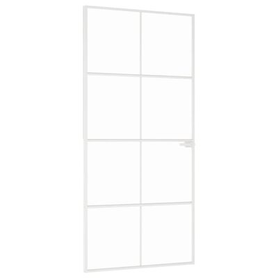 vidaXL Ușă de interior alb 93x201,5 cm sticlă securiz. / aluminiu slim