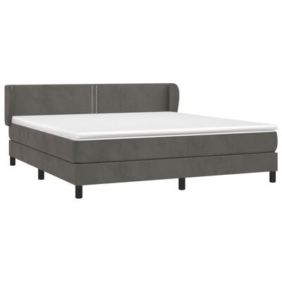 vidaXL Pat box spring cu saltea, gri închis, 160x200 cm, catifea