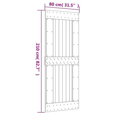 vidaXL Ușă glisantă cu set de feronerie 80x210 cm, lemn masiv de pin