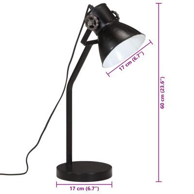 vidaXL Lampă de birou 25 W, negru, 17x17x60 cm, E27