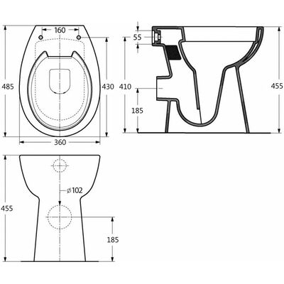 vidaXL Vas WC fără ramă, închidere silențioasă, + 7 cm, alb, ceramică