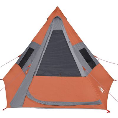 vidaXL Cort de camping tipi pentru 7 persoane, portocaliu, impermeabil