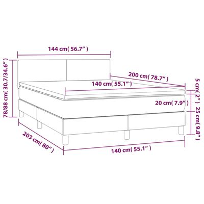 vidaXL Pat continental cu saltea, maro închis, 140x200 cm, textil