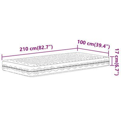 vidaXL Saltea din spumă, alb, 100x210 cm, duritate H2 H3