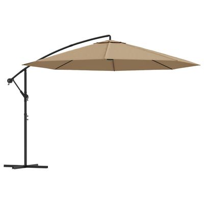 vidaXL Umbrelă suspendată cu stâlp din aluminiu, 350 cm, gri taupe