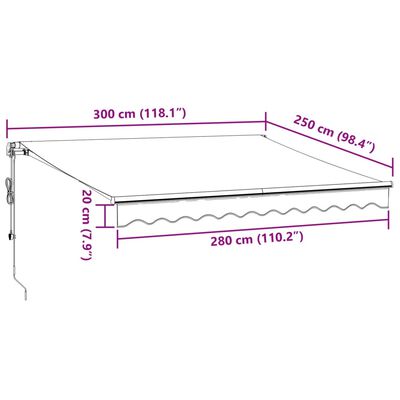 vidaXL Copertina retractabilă automat cu LED-uri, vișiniu, 300x250 cm