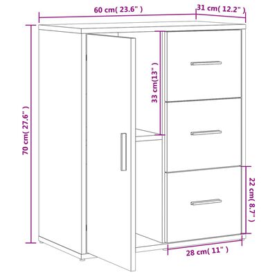 vidaXL Dulap, gri sonoma, 60x31x70 cm, lemn prelucrat