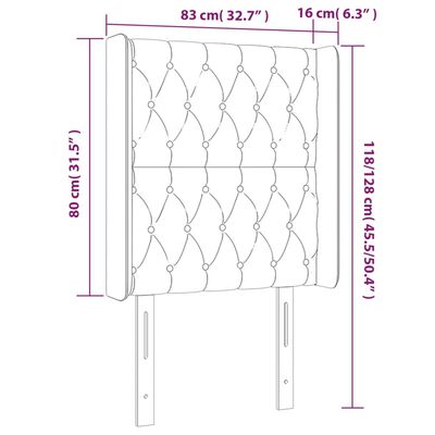 vidaXL Tăblie de pat cu LED, albastru, 83x16x118/128 cm, textil