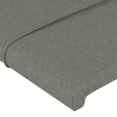 vidaXL Tăblie de pat cu LED, gri închis, 160x5x118/128 cm, textil