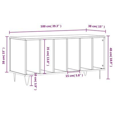 vidaXL Dulap pentru discuri stejar fumuriu 100x38x48 cm lemn compozit