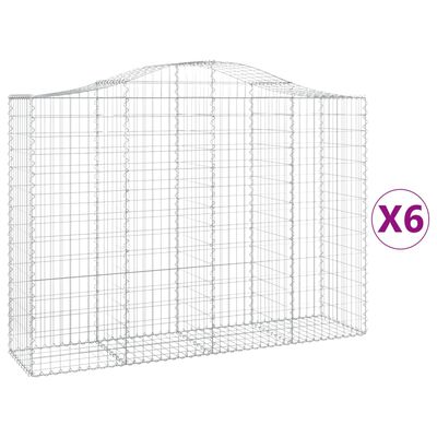 vidaXL Coșuri gabion arcuite 6 buc, 200x50x140/160 cm, fier galvanizat