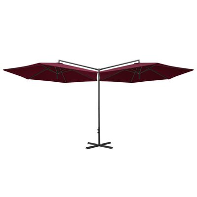 vidaXL Umbrelă de soare dublă, stâlp din oțel, roșu bordo, 600 cm