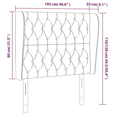 vidaXL Tăblie de pat cu aripioare, negru, 103x23x118/128 cm, textil