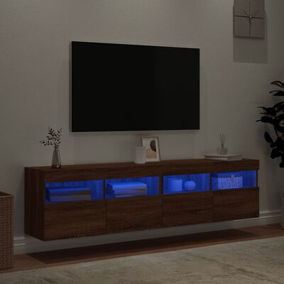 vidaXL Comodă TV de perete cu LED, 2 buc. stejar maro, 80x30x40 cm