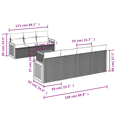 vidaXL Set mobilier de grădină cu perne, 8 piese, negru, poliratan