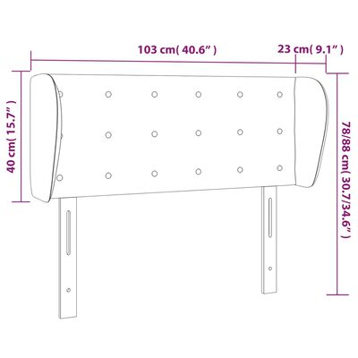 vidaXL Tăblie de pat cu aripioare gri închis 103x23x78/88 cm catifea