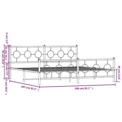 vidaXL Cadru pat metalic cu tăblii de cap/picioare, negru, 200x200 cm