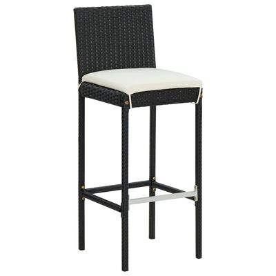 vidaXL Set mobilier bar de grădină cu perne, 7 piese, negru, poliratan