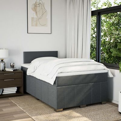 vidaXL Pat box spring cu saltea, gri închis, 120x190 cm, textil