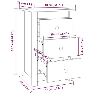 vidaXL Noptiere, 2 buc, maro miere, 40x35x61,5 cm, lemn masiv de pin