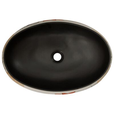 vidaXL Lavoar de blat, multicolor, 59x40x15 cm, ceramică, oval