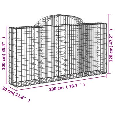 vidaXL Coșuri gabion arcuite 4 buc, 200x30x100/120 cm fier galvanizat