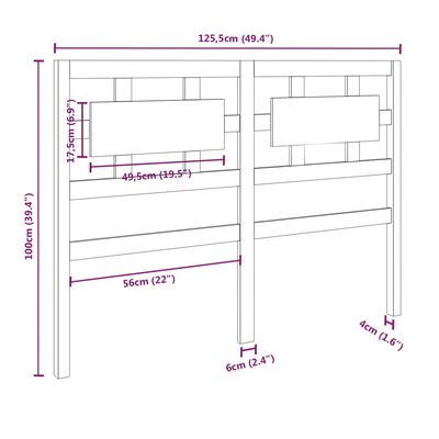 vidaXL Tăblie de pat, maro miere, 125,5x4x100 cm, lemn masiv de pin