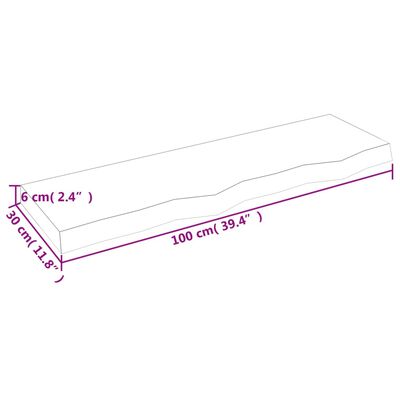 vidaXL Blat de baie, maro închis, 100x30x(2-6) cm, lemn masiv tratat