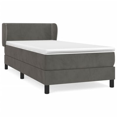 vidaXL Pat box spring cu saltea, gri închis, 80x200 cm, catifea