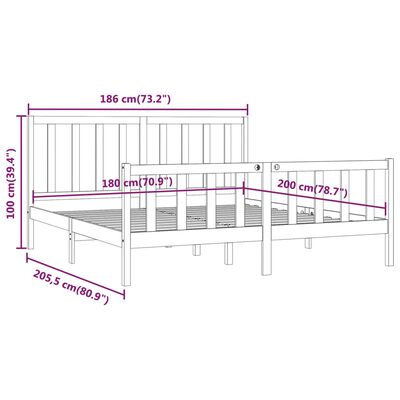 vidaXL Cadru de pat Super King, negru, 180x200 cm, lemn masiv